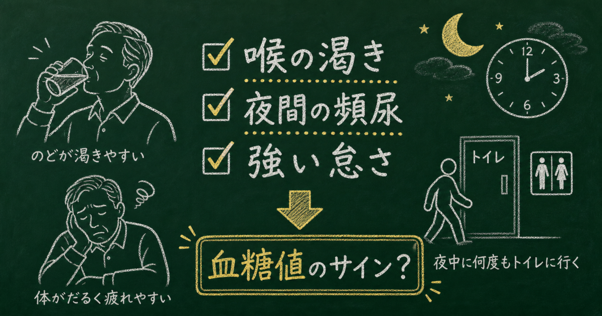 喉の渇きや頻尿は糖尿病の初期症状？見逃せない特徴と受診基準