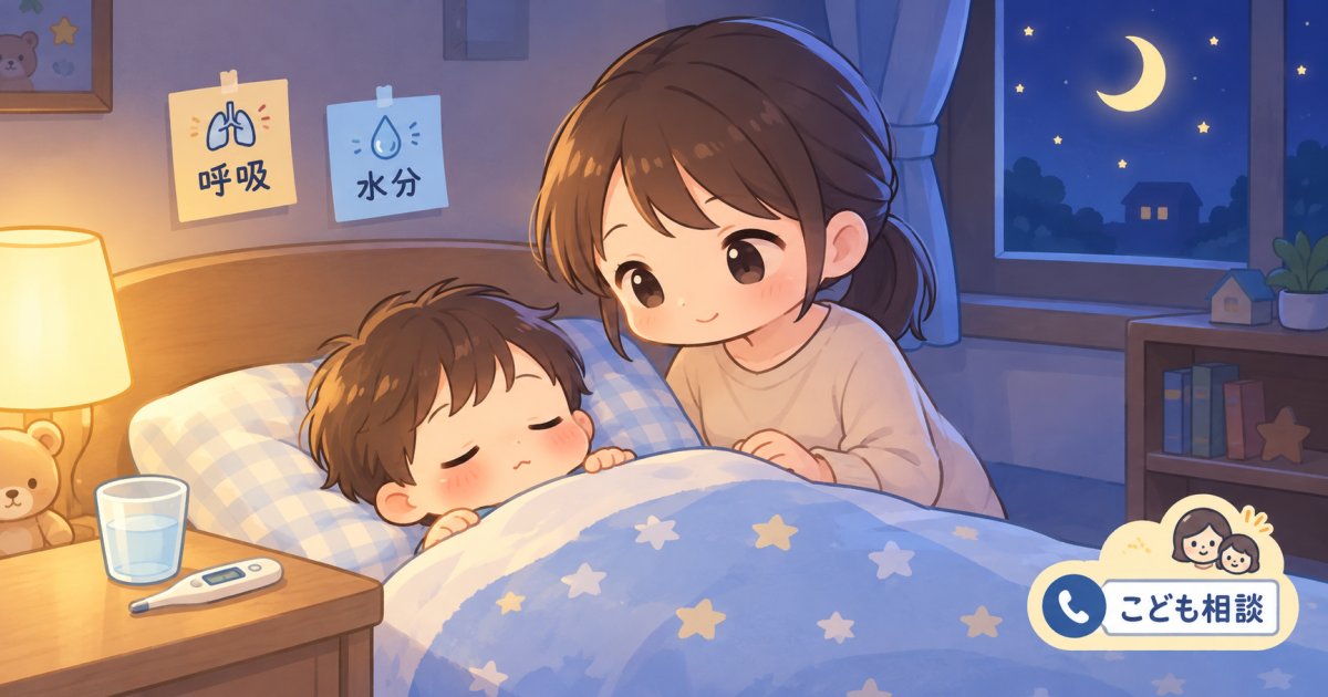 子どもが夜に発熱、解熱剤は必要？様子の見方と水分補給・受診の目安